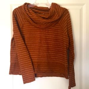 Free people frayed seam cowl neck top